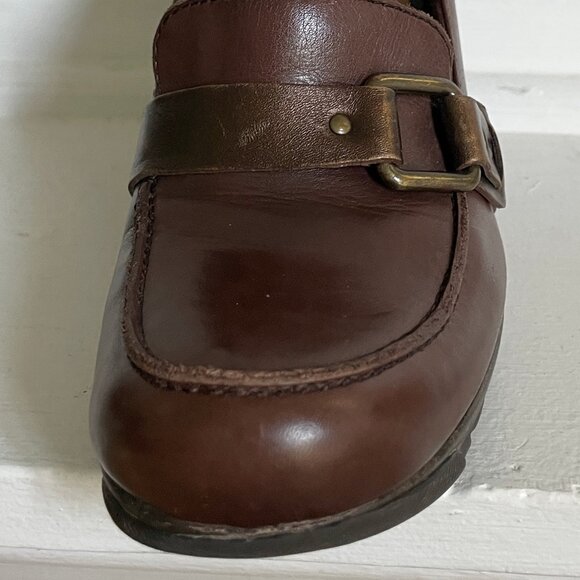 Brown leather wedge shoes - Picture 7 of 11